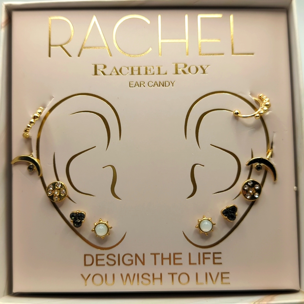 NIB RACHEL Rachel Roy Gold Ear Candy Cuff & Stud Earring Set